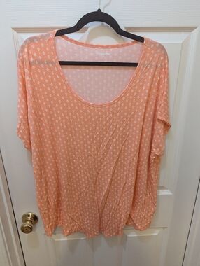Lands' End Peach Scoop Neck Short Sleeve Tee